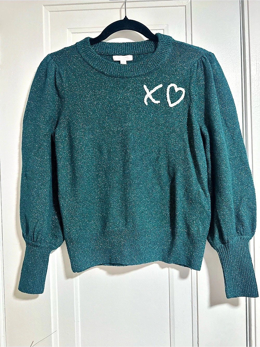 Lauren Conrad Sparkle Crew Neck Sweater in Blue green Size XS Like New